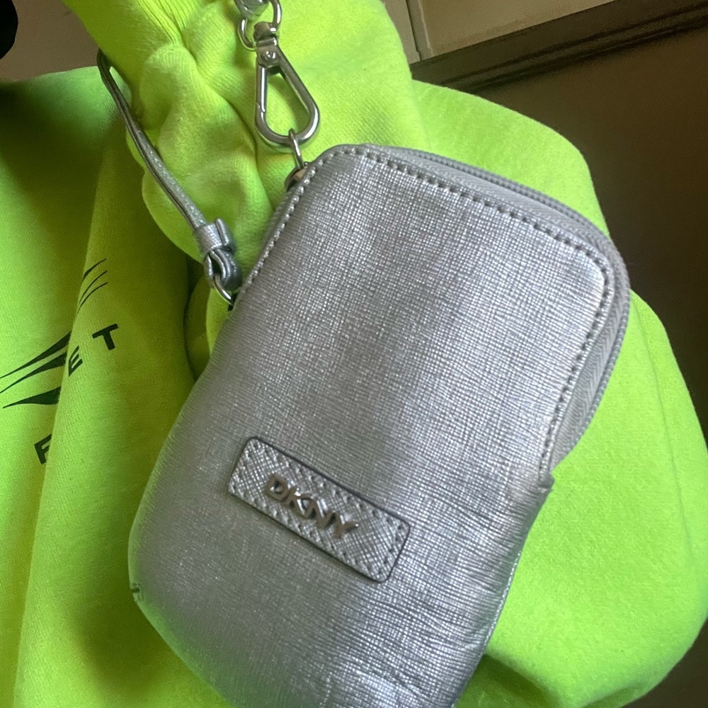 DKNY Metallic Silver Wristlet Wallet